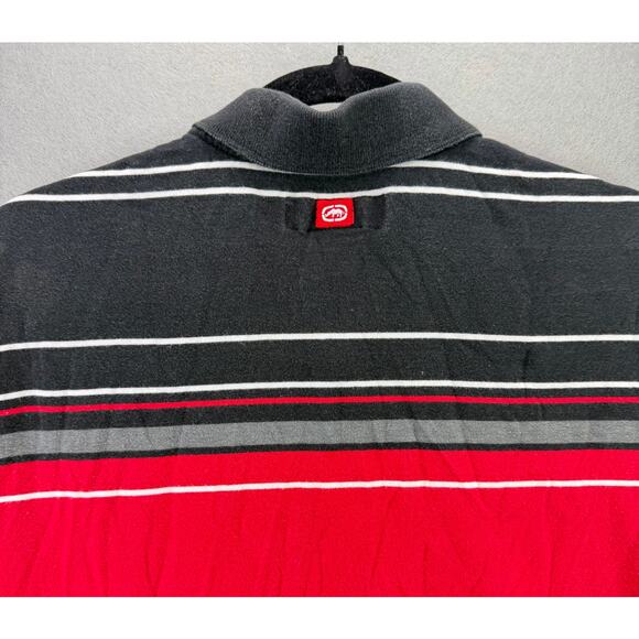 Ecko Unltd. Men's X-Large Black Red White Striped Short Sleeve Polo Shirt - Picture 8 of 10